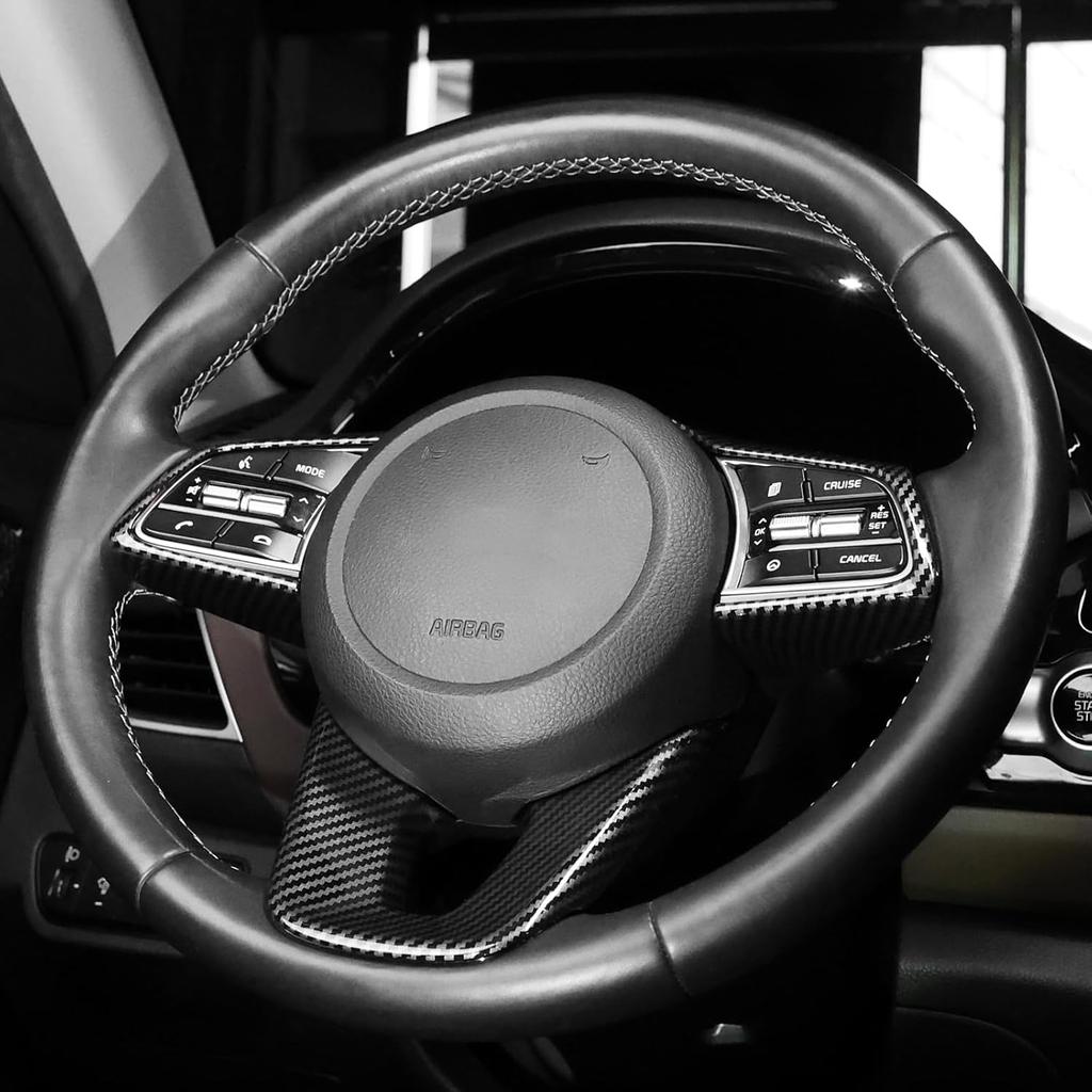 YOUTOOCAR Steering Wheel Cover Trim Compatible with Kia Seltos 2021-2023 Accessories (Carbon Fiber Pattern)
