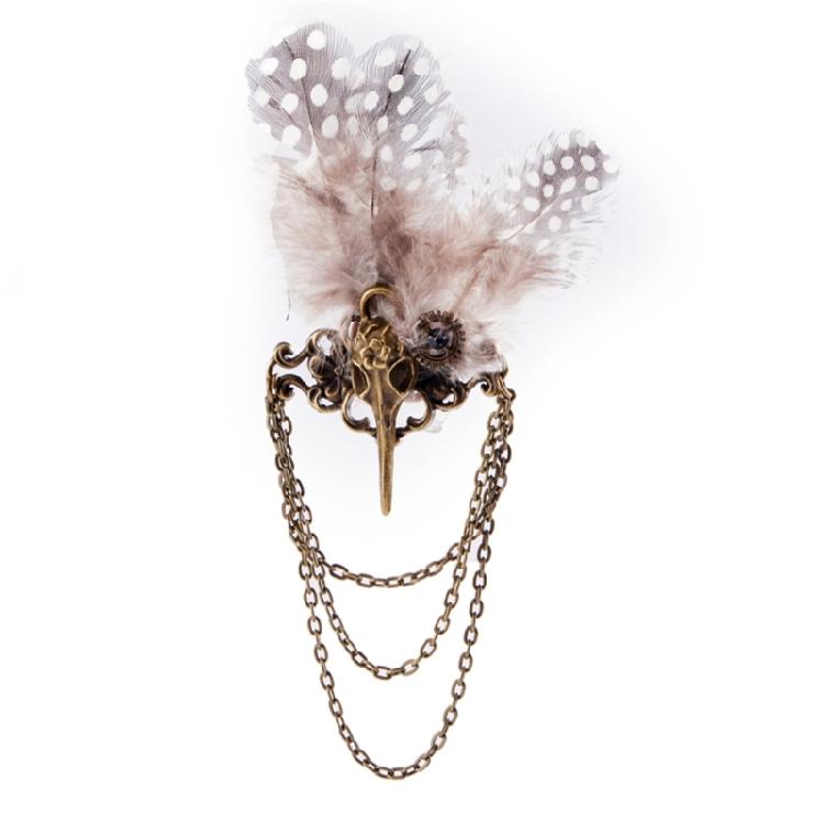 

Metallic Chest Pin Brooch Dangle Chain Feather Brooch for Adult Unisex Decors 1 золотий