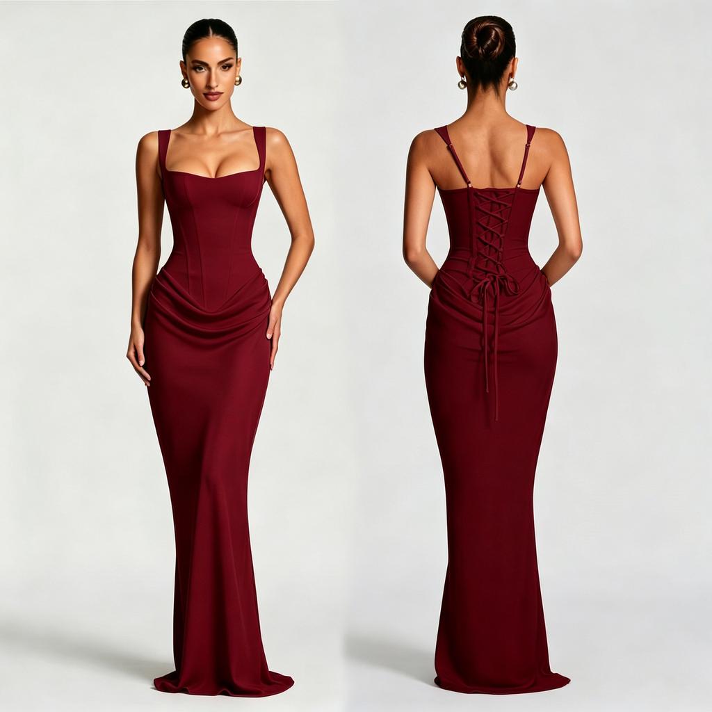 Women's Slim Fit Fishtail Dress Adjustable Straps Light Luxury Dinner Wedding Party Dress Dress