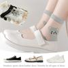 Women's Cute Bear Sheer Socks 3/5 Pairs Transparent Mesh Ankle Socks Breathable Thin Summer Socks with Cartoon Animal Pattern for Daily Wear