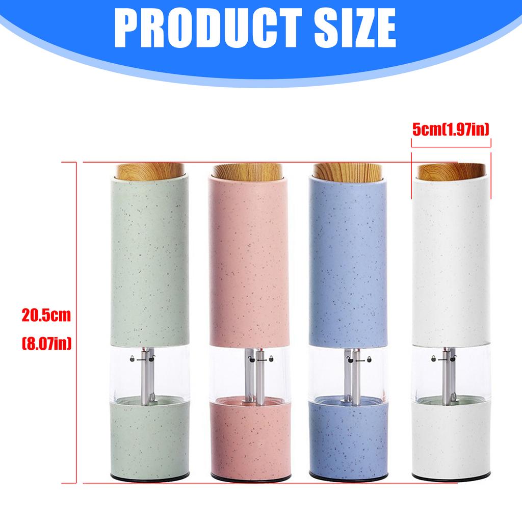 Battery Operated Electric Pepper Salt Grinder Adjustable Coarseness Salt Spice Mill Vibrant Colors Kitchen Tool