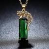 Exclusive Leopard Pendant Emerald Necklace - Niche Design, High-End Summer Jewelry for Women