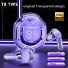TWS T8 Wireless Bluetooth 5.0 Earphone Transparent 9D HIFI Headphones LED Power Digital Display Stereo Sound Headset For Xiaomi