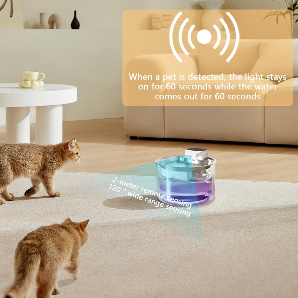 Pet Drinking , Stainless Steel, Drinking,  Sterilization, Induction Wireless, Automatic Circulation Water Dispenser.
