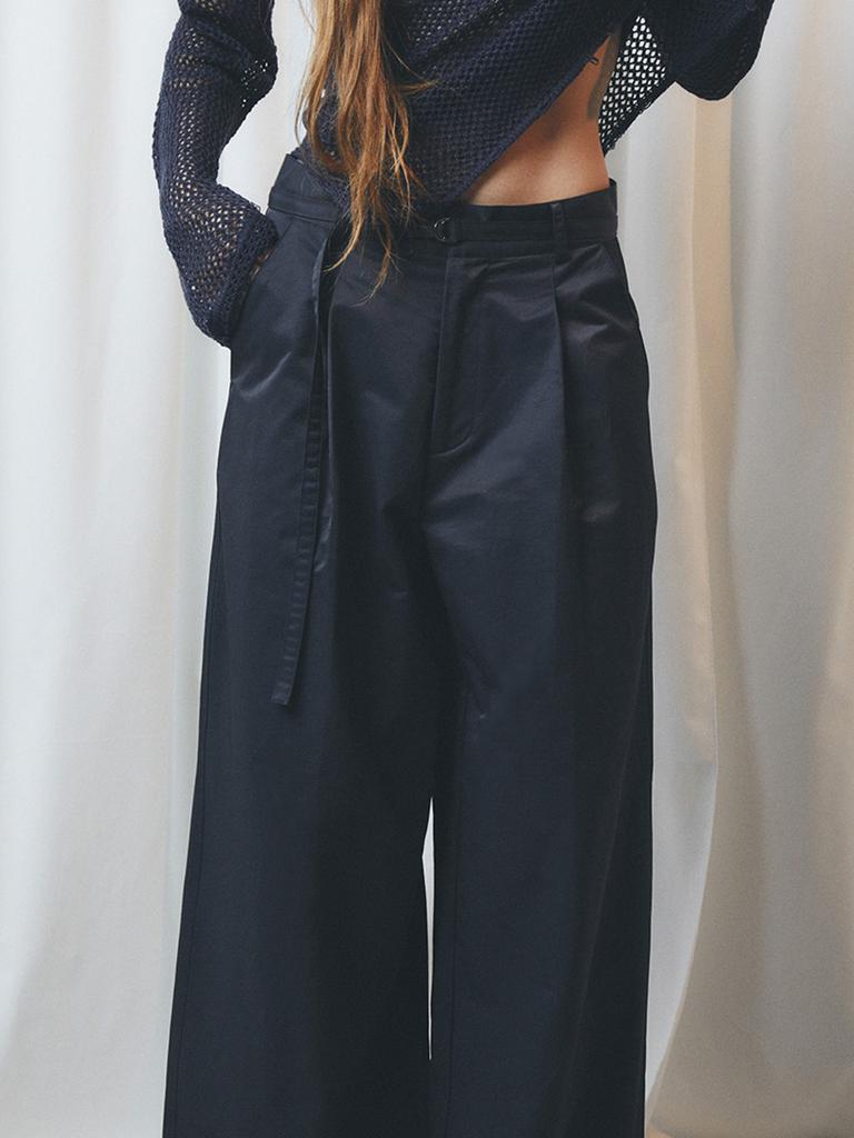 Half Devils Belted Wide Pants_Navy