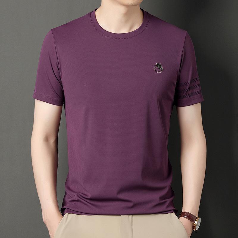 Tričko s krátkým rukávem Pánské letní tričko s kulatým výstřihem Ležérní Top Tenké elastické Minimalistické tričko s polovičním rukávem Muži