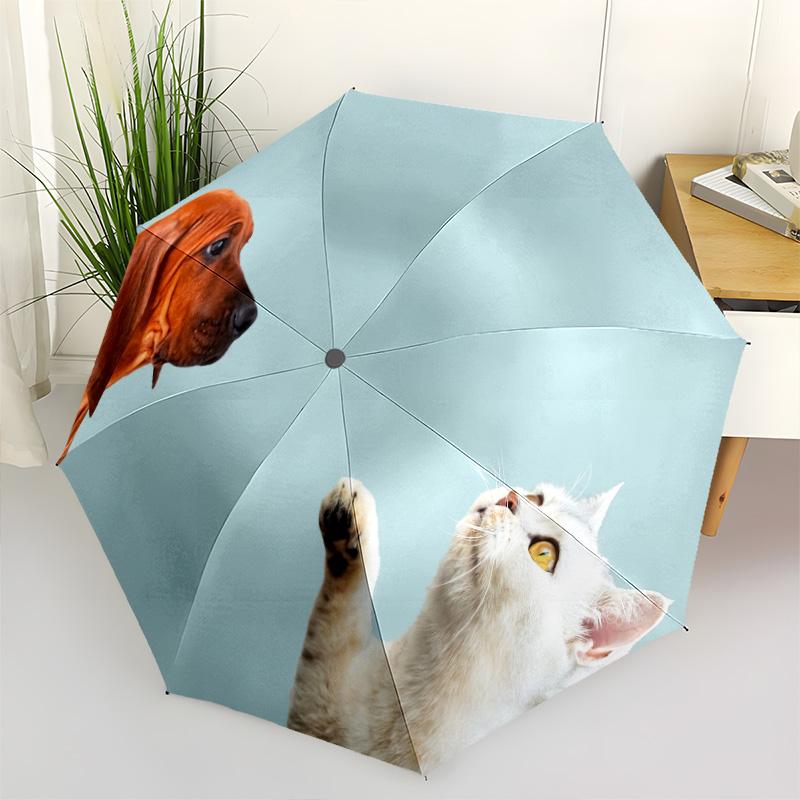 1pc dog Umbrella Portable Folding Umbrella Iron Frame Hole Bone Structure Outdoor Home Umbrella