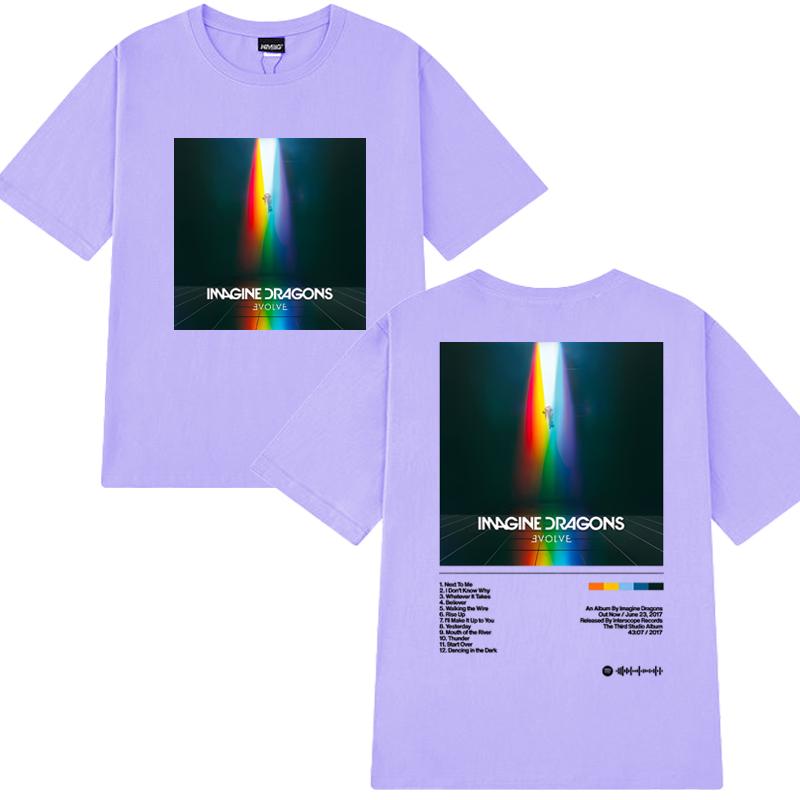 Imagine Dragons Evolve Album Double Sided print T shirt Men Women vintage Hip Hop streetwear Unisex Cotton short sleeve T-shirts