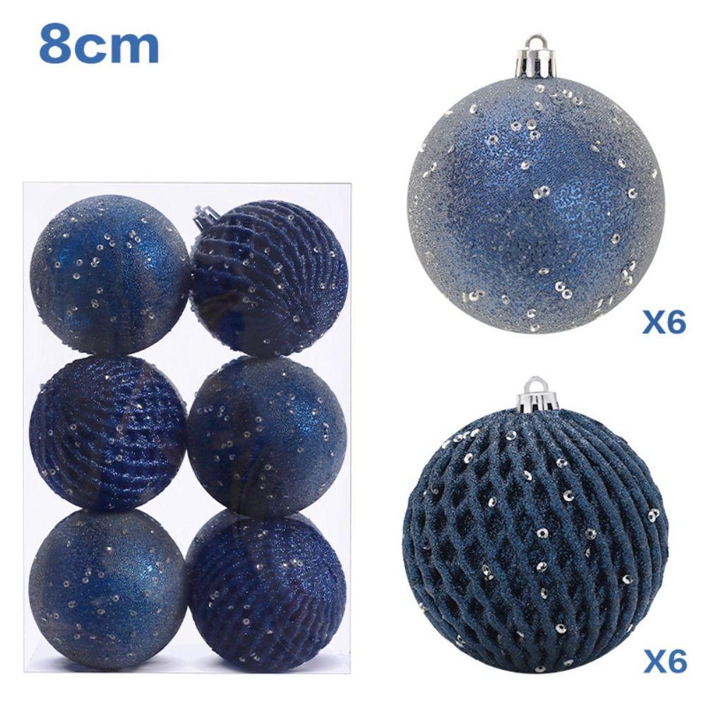 

Durable Plastic Christmas Ball Set 8cm Suspensable Christmas Tree Balls 8 Colors Xmas Ornament Ball Party 1.5cm синий