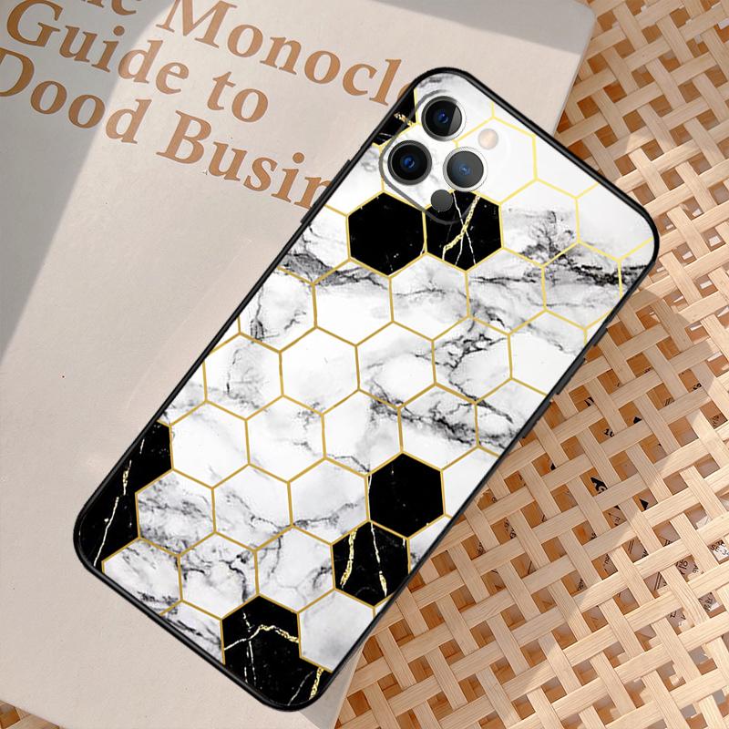 Marmor Geometrisches Handyhülle Für iPhone 17 Air 16 14 13 12 11 15 Pro Max 12 13 mini 15 16 Plus 16e Hülle Coque