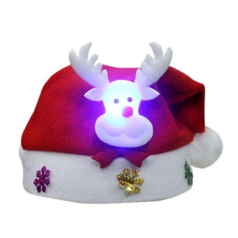 Christmas Red Hat For Adult And Kids Children Led Caps Unisex Holiday Hat For Christmas Snowman Elk Santa Claus