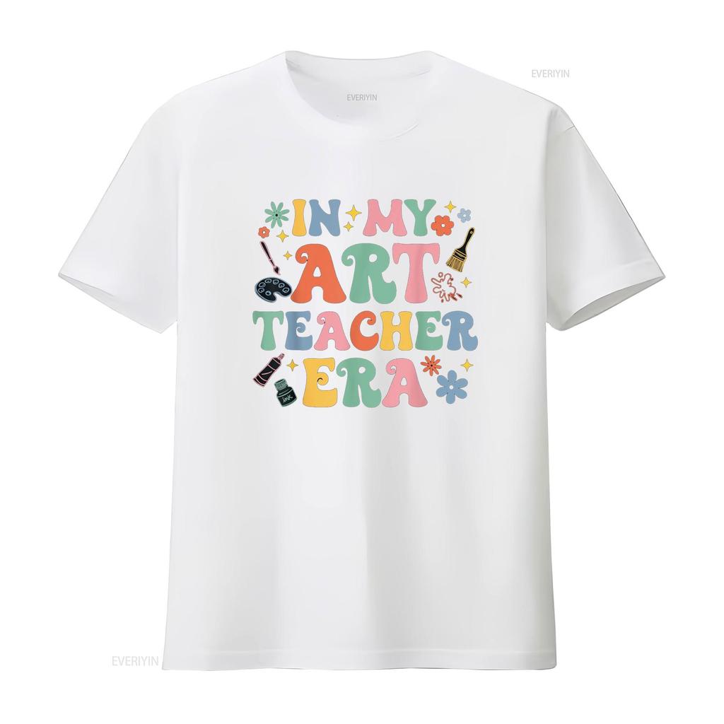 Groovy In My Art Teacher Era Back To School T Shirt Vintage Washed Designer Clothes Comfortable Streetwear Graphic Homme Unisex