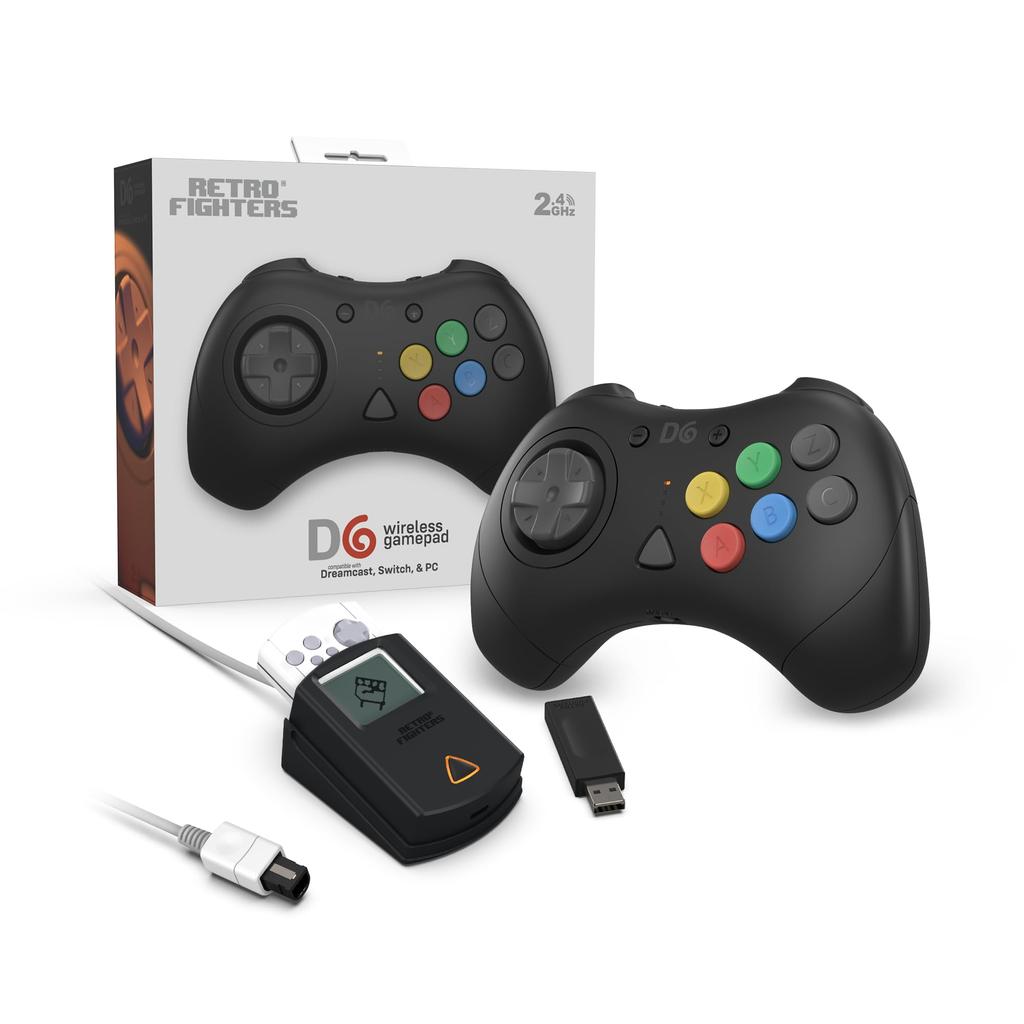 Retro Fighters D6 Wireless Controller Fighting Game Specifications Multifunctional Gamepad Usable with 2 and PC [Black] Dreamcast™ Compatible,