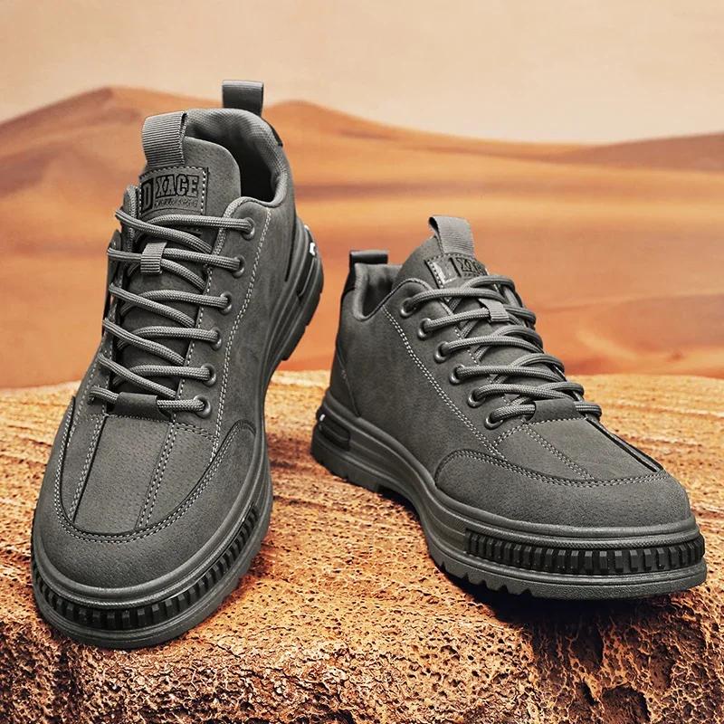 Men's Work Safety Shoes Retro British Style Casual Shoes Versatile Leather Boots Outdoor Anti-slip Sports Shoes Men Sneakers