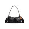 Ashton Iconic Denim With Smooth Leather One Shoulder Handbag Medium Women's Black CQ184-SVBK