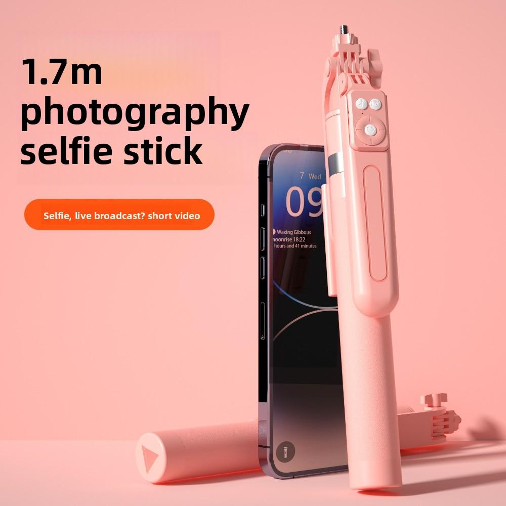 1,7 m Bluetooth Selfiestick Stativ Selfiestickhållare Teleskopisk Selfiestick Vlogg Fotografering