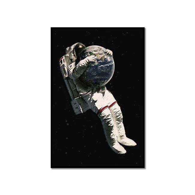 Astronaut Galaxies Wall Art Poster Moon Earth Cyberpunk Sci Fi Mural Modern Home Decor Canvas Picture Print Living Room Decorate