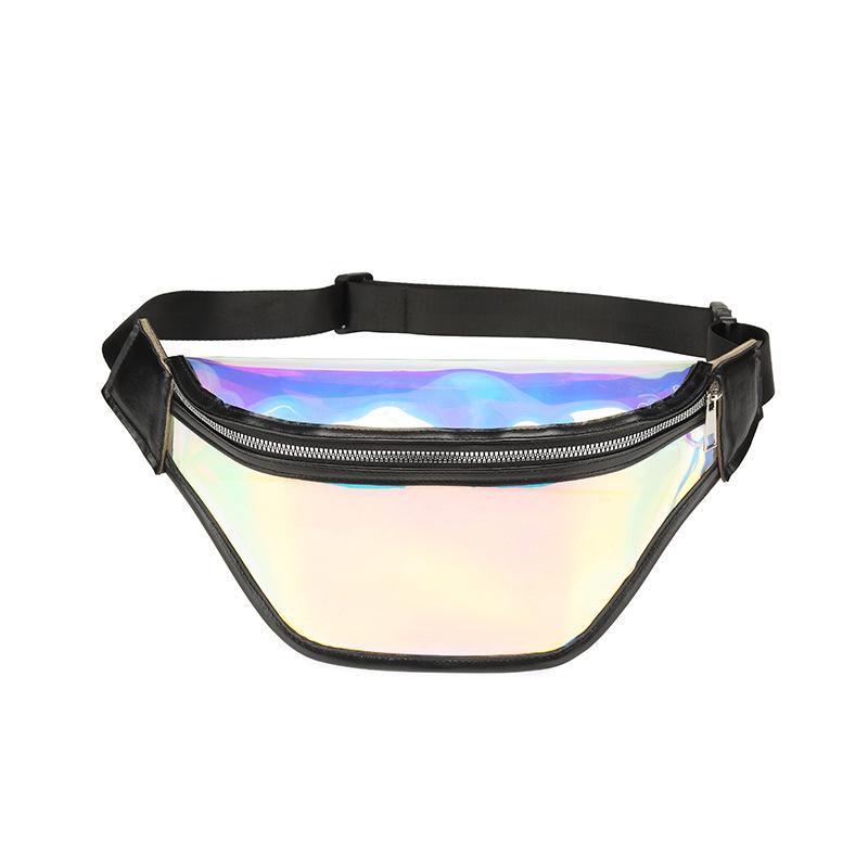 

Waist Bag Women Men Waterproof Pocket Fashion Casual Chest Handbag Transparent Laser Unisex Sports Travel Purse Waist Pack Bags чёрный