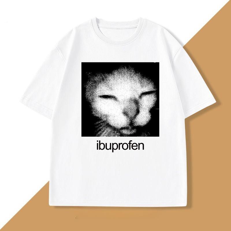 Ibuprofen Cat Meme Tshirt Women Causal Funny Cat Graphic T Shirts Fashion O Neck Unisexs Clothes Unisex Streetwear Tshirts Tops