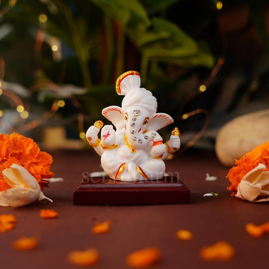 Pagri Ganesh Ji Murti Decorative Showpiece for Home Decor| Ganesh Idol for Car Dashboard Home Temple Office Desk Pooja Room