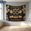 Gold 55th Gold Birthday Backdrop 1pc - Party Supplies