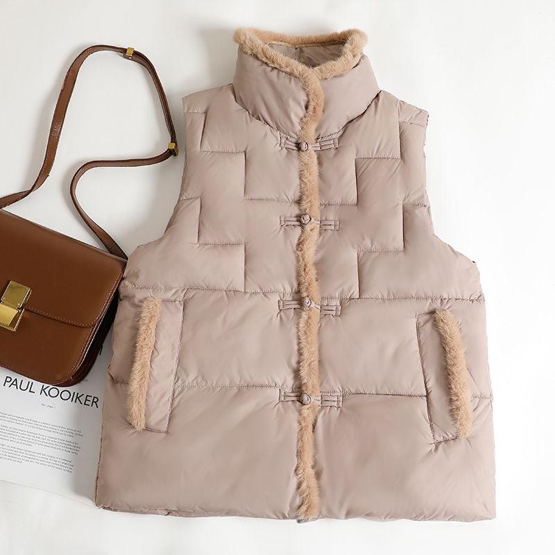 New Chinese-style Vest for Women, New Retro Buttoned Cotton Vest, Autumn and Winter Loose Waistcoat Vest Jacket