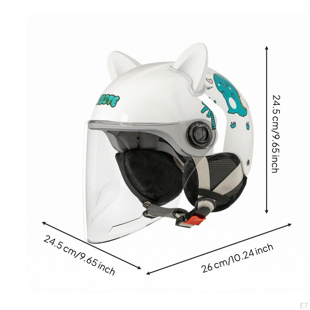 Children's CatEar Helmet Hard FastRelease Buckle Child Gear Dinosaur Wht Clear