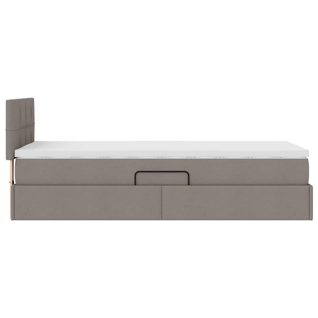 LED Storage Bed with Mattress Taupe 100 x 200 cm Fabric