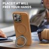 Magsafe Magnetic Metal Car Bracket Ring Luxury Matte Leather Phone Case For iPhone 16 Pro Max 14 11 12 13 15 Pro Max Back Cover