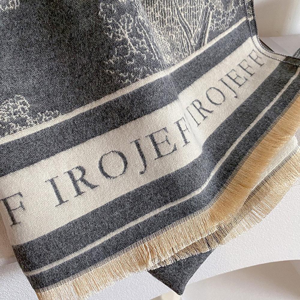 Luxus Herbst Winter Bedruckter Quasten Imitation Kaschmir Schal Damen Mode Vielseitiger Damen Mädchen Warmer Umhang Hals Damen Schals