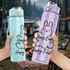 1PC Happy Easter Bunny Sketch 750ml Color Plastic Sports Water Bottle Leakproof Flip Straw Lid Suitable for Sports Office Home Use