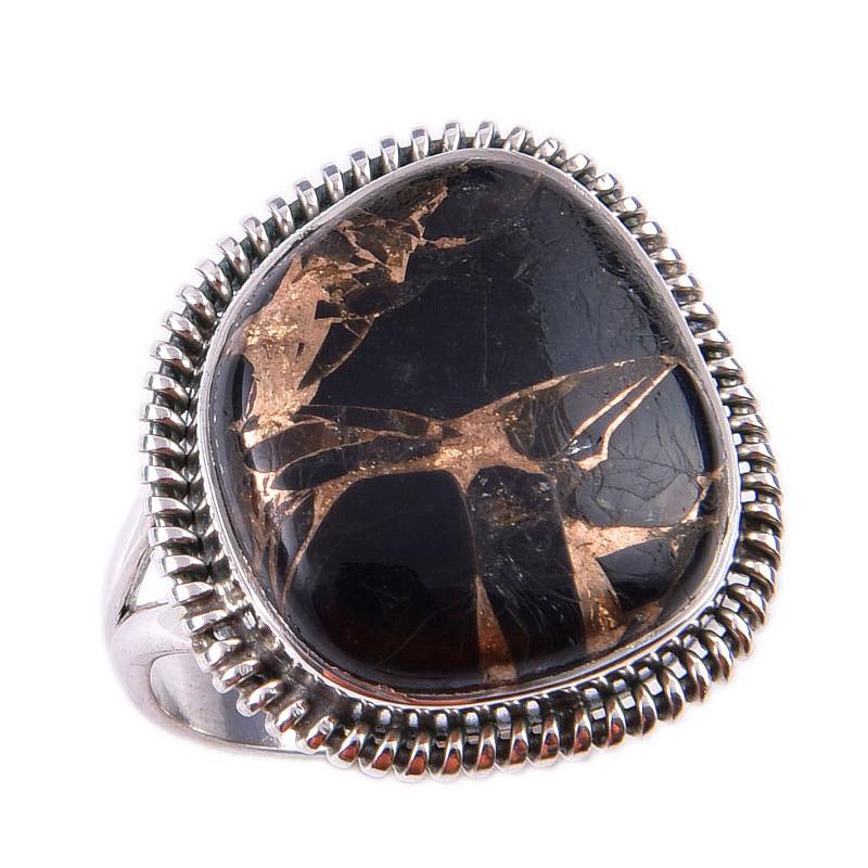 Natural Black Copper Turquoise Gemstone 925 Solid Sterling Silver Ring S.6 u9A00