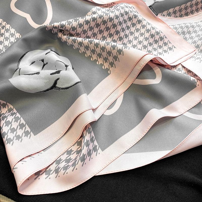 Spring and Autumn Japanese and Korean Sweet Black Square Scarf Decorative Print Geometric Pattern Women's Tattoo Scarf