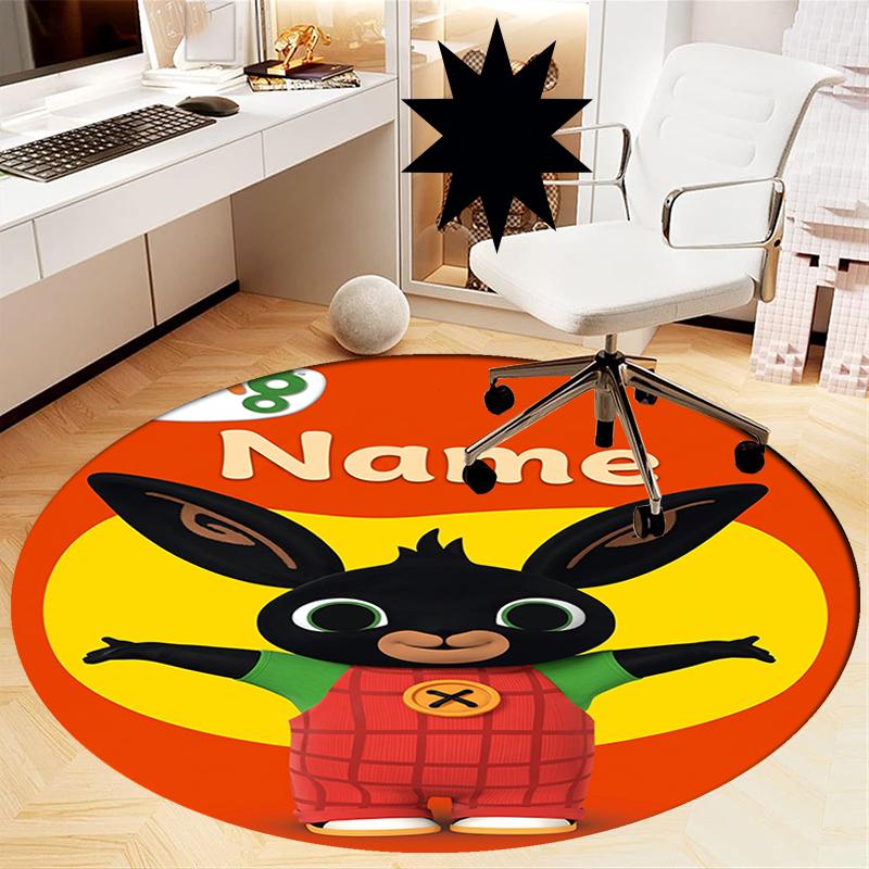 Custom Name Bing Printed Round Rug Carpet Chair Rug Area Rug Entryway Doormats,for Office Chair Living Room Bedroom Kitchen Room.