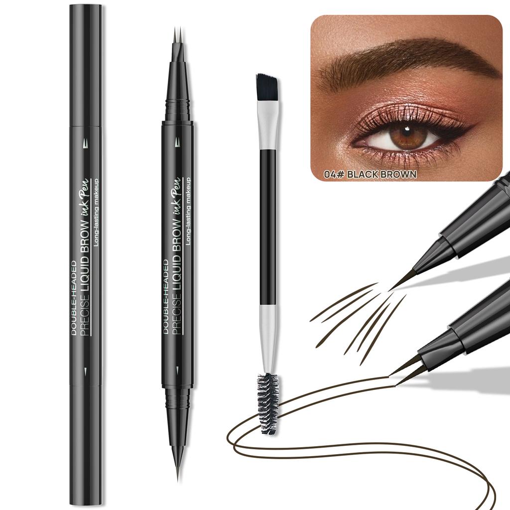 Curved Eyebrow Pen - Eyebrow Pencil, Brow Pencil 2-in-1 Dual-Ended Microblading Eyebrow Pen