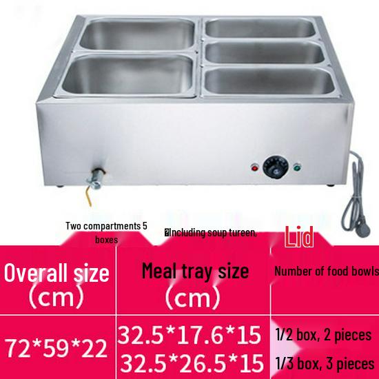 Stainless Steel Electric Food Warming Table - Multi-Functional Countertop Heater for Soups & Dishes.