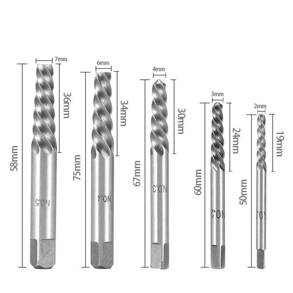 Kit de herramientas de 10 piezas con brocas de cobalto para mano izquierda y extractores de acero aleado con caja metálica para extracción de pernos rotos
