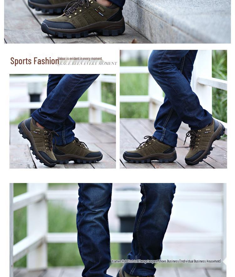 Men's Leather Non-slip Hiking Shoes - Large Size, Thick Sole, Outdoor Sports.