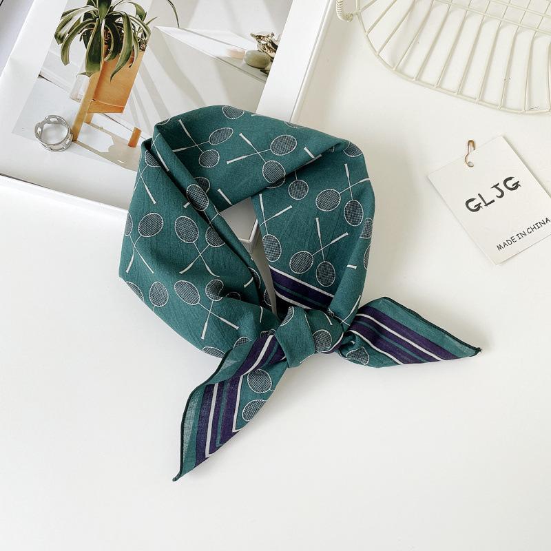 55 Cotton And Linen Headscarf Summer And Autumn Floral Silk Scarf Sweet Versatile Square Scarf Small Scarf Women'S Thin Decorative Silk Scarf