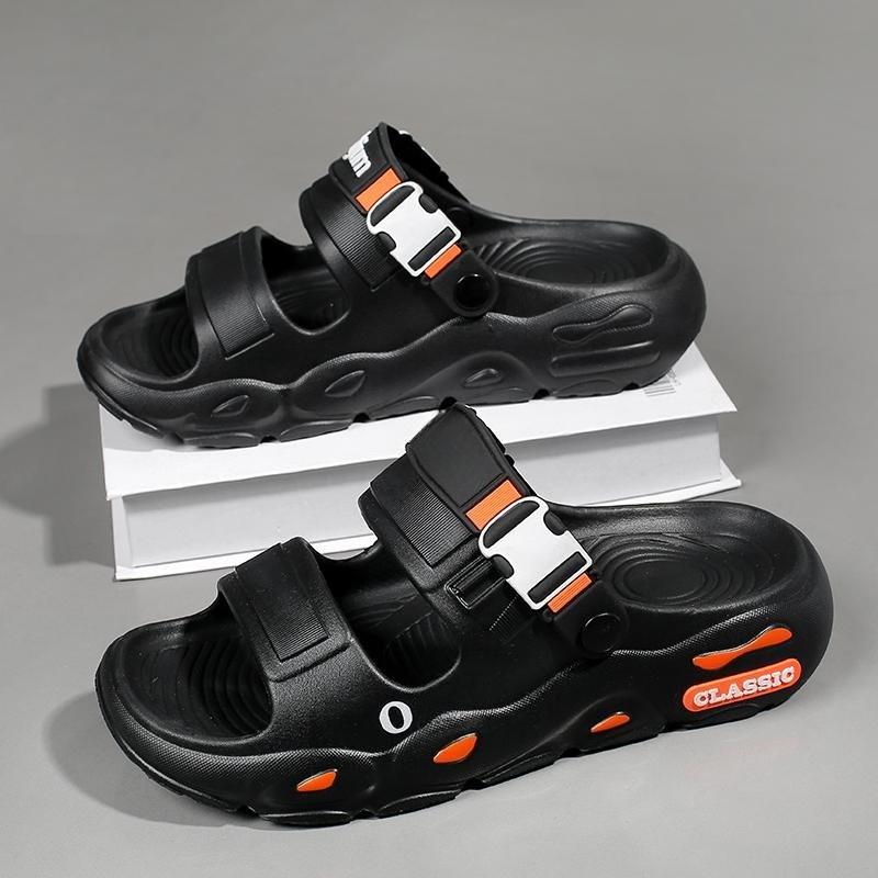 40-45 Summer Men s Slippers Outdoor Sandals Beach Comfortable Soft Slides Indoor Casual Shoes Men Sandals 40-41 оранжевый/чёрный