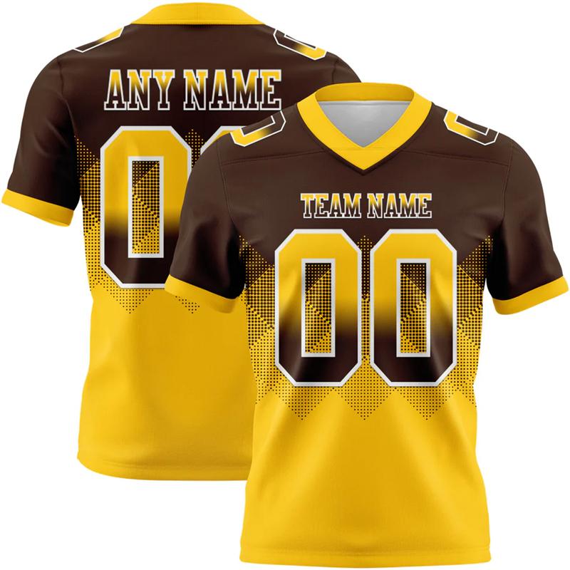 

Gradient Brown Color Football T Shirts For Men Custom Name Team Name Number Rugby T-shirts Casual Oversized Sports Team Uniforms XS