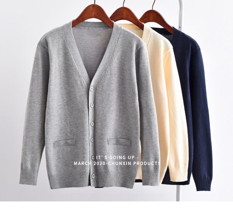 Japanischer Herbst/Winter V-Ausschnitt JK Cardigan: Pullover im Akademiker-Stil mit langen Ärmeln