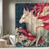 1Pc Fox Pattern Shower Curtain, Mountain Landscape Animal Theme Bathroom Decor Polyester Fabric With 12 Hooks, 70. 8X70. 8 Inche