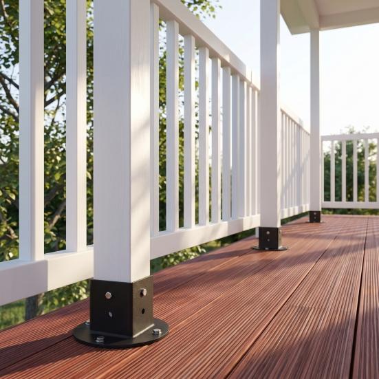 Square Column Bracket 2" x Post Base, Heavy Duty Floor Flange Deck Fence Pergola for 2 Inch Post, Railing, Porch Handrails, Mailbox