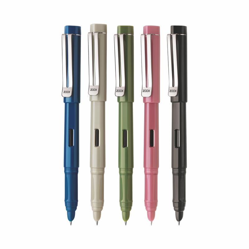 Flair Zoox A9 Chrome Fountain Pen Fine Nib Blue Ink With Converter And Cartridges Smooth Writing For Office School Use