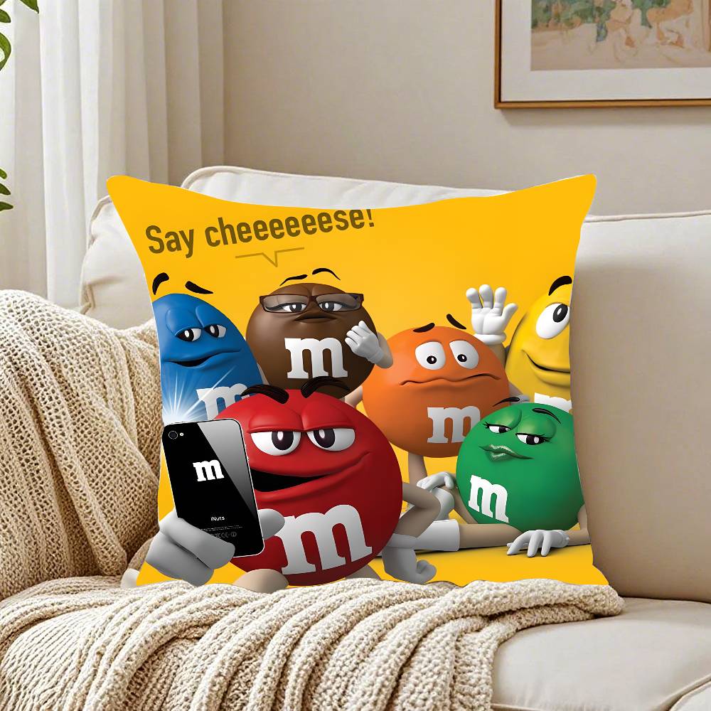 M&M's Chocolate Candy Meme Pillow Case Pattern Printed Pillowcase for Living Room Sofa Cushion Cover & Bedroom Decor