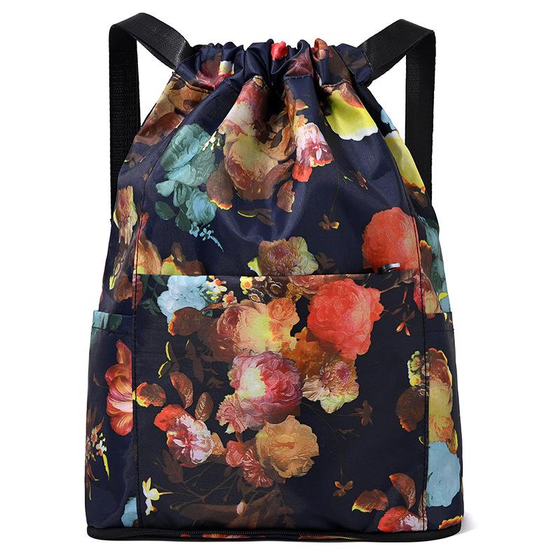 Women's Printed Drawstring Backpack Lightweight Sports and Fitness Backpack Travel Backpack