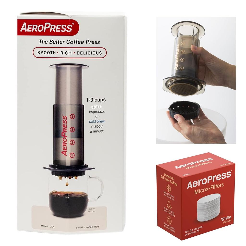 Aeropress Original Coffee Maker Set with 340 Paper Filters
