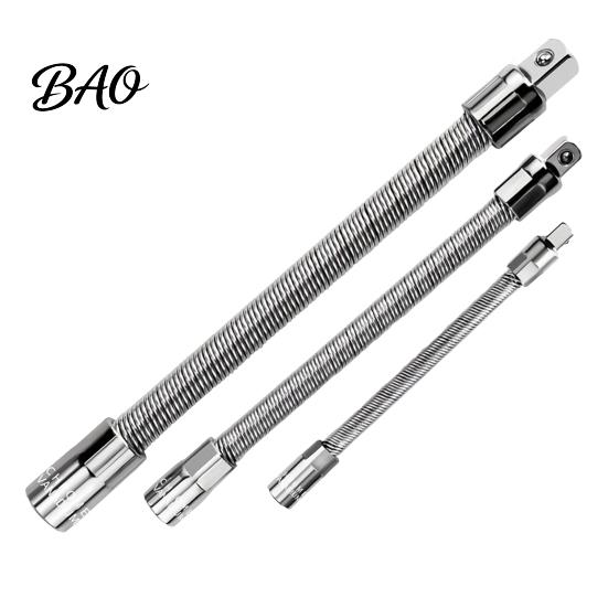 Heavy Duty Extension Rod 1/3Pcs Flexible Shaft Bar, 3/8" 1/4" 1/2" Drive Bendable Spring Steel Socket Wrench Extender, Electric Connection for