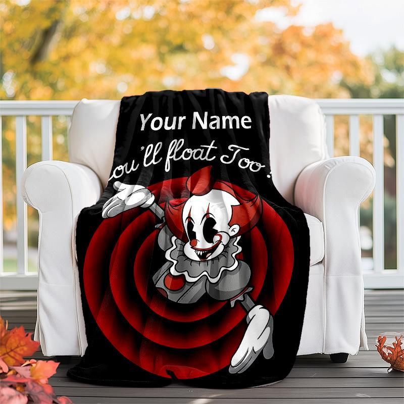 Customizable Pennywise Throw Blanket – Personalized Name, All-Season Cozy Snug Blanket, Machine Washable, Personalized Blanket